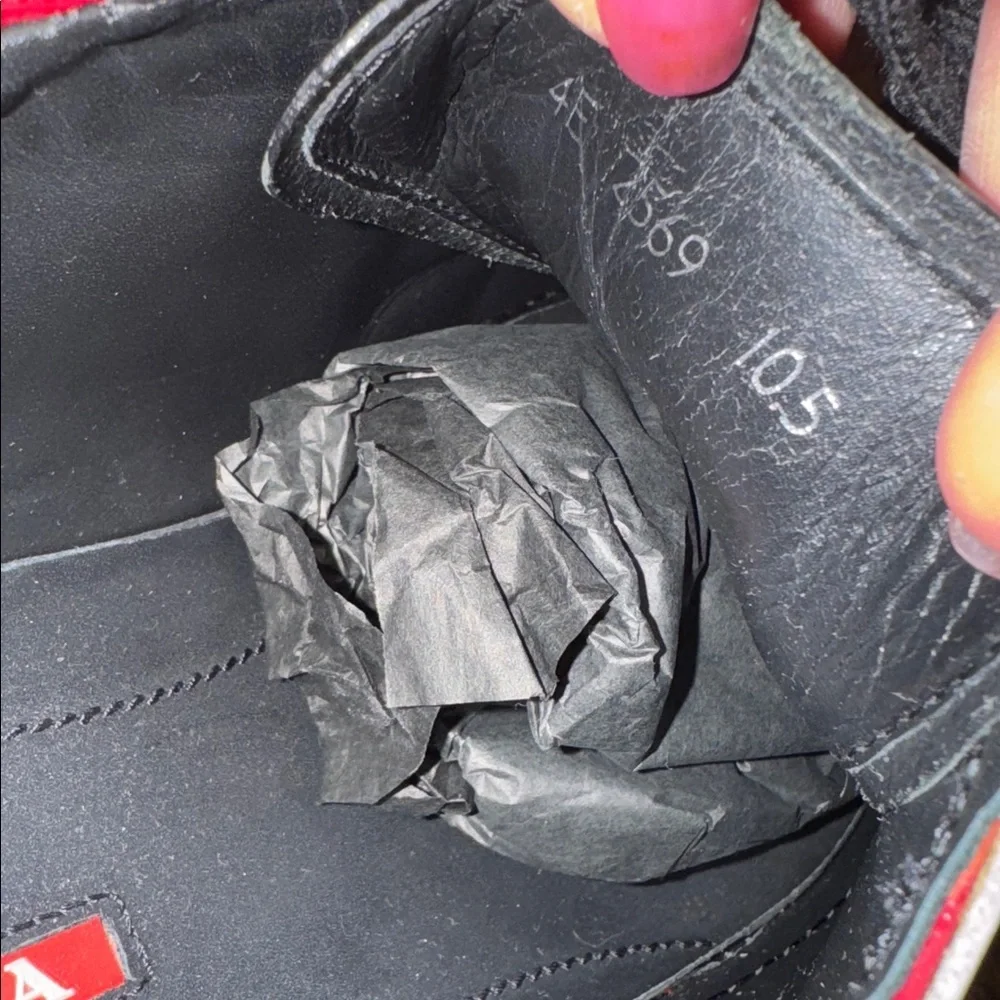 Prada Black Sneakers with Red and White Trim